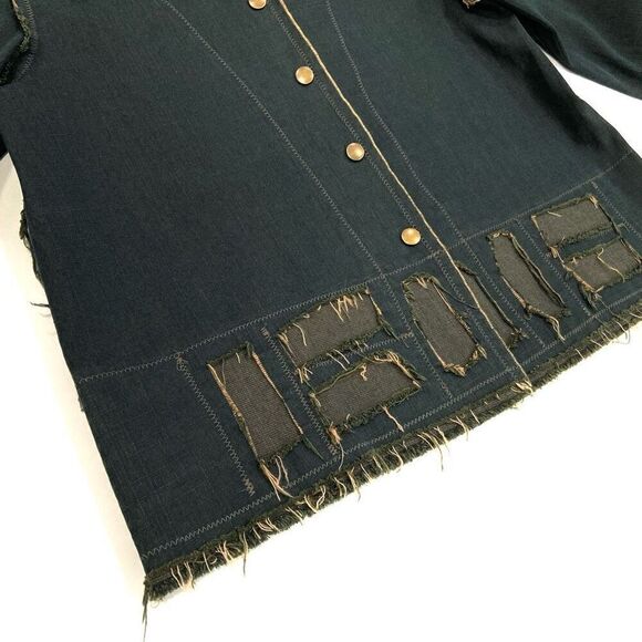 New✨ LINDA LUNDSTROM Distressed Denim Jacket - Picture 3 of 10